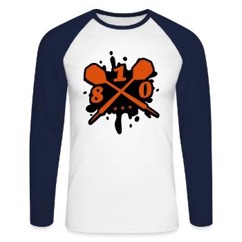 fléchettes fléchette flèche équipe 180 blob - T-shirt baseball manches longues Homme - blanc/marine - Devant - Nik (191cm)