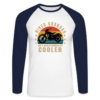 Biker-Opa - Unisex Baseballshirt langarm - Weiß/Navy - Vorne - Nik (191cm)