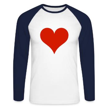 Heart Red - Unisex Long Sleeve Baseball T-Shirt - white/navy - Front - Nik (191cm)