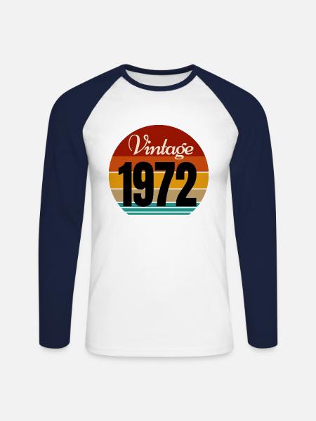 millésime 1972 - T-shirt baseball manches longues Homme - blanc/marine