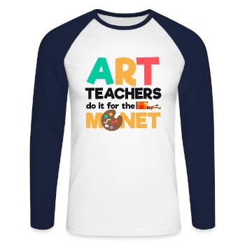 Les professeurs d'art le font pour le Monet | Artiste d'art - T-shirt baseball manches longues Homme - blanc/marine - Devant - Nik (191cm)