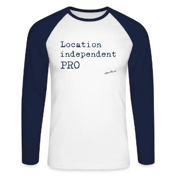 Indépendant de l’emplacement PRO - T-shirt baseball manches longues Homme - blanc/marine - Devant - Nik (191cm)