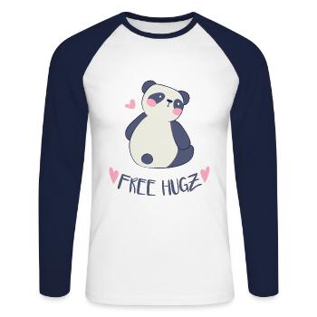 Fille cadeau cadeau bébé anniversaire anniversaire - T-shirt baseball manches longues Homme - blanc/marine - Devant - Nik (191cm)
