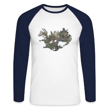 Island Karte Low Poly Stil - Unisex Baseballshirt langarm - Weiß/Navy - Vorne - Nik (191cm)