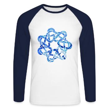 noeud celtique 9 e 80 - T-shirt baseball manches longues Homme - blanc/marine - Devant - Nik (191cm)