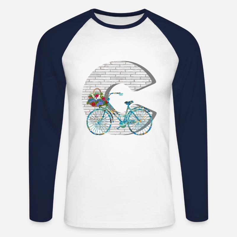 fahrrad e 100 c - Unisex Baseballshirt langarm - Weiß/Navy