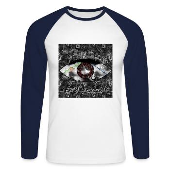 Very special (Sehr Speziell) - Abbild - 2023 - Unisex Baseballshirt langarm - Weiß/Navy - Vorne - Nik (191cm)