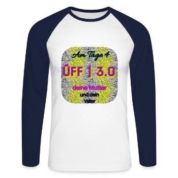 Üff | 3.0 - Club WoW - Unisex Baseballshirt langarm - Weiß/Navy - Vorne - Nik (191cm)