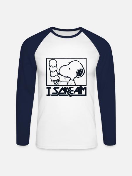 Peanuts Snoopy I Scream Gelato Gelato Divertente - Maglia da baseball a manica lunga da uomo - bianco/navy