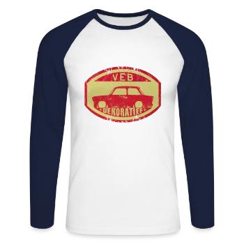  601 - VEB - Decorative - Unisex Long Sleeve Baseball T-Shirt - white/navy - Front - Nik (191cm)