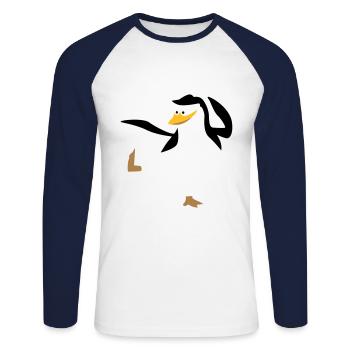 Penguin doing karate sport - Unisex Long Sleeve Baseball T-Shirt - white/navy - Front - Nik (191cm)