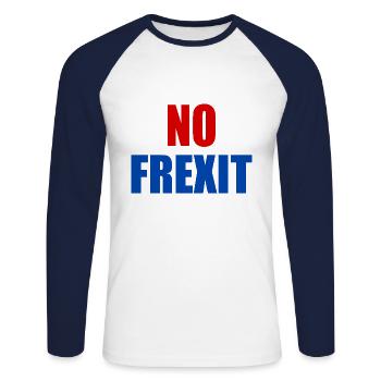 No frexit - T-shirt baseball manches longues Homme - blanc/marine - Devant - Nik (191cm)