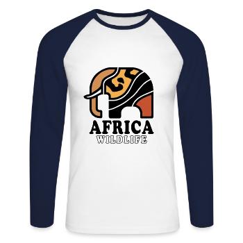 Éléphant I AFRIQUE Faune - T-shirt baseball manches longues Homme - blanc/marine - Devant - Nik (191cm)