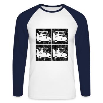 Golf-Ball Golf Club Golfer Rétro Golf - T-shirt baseball manches longues Homme - blanc/marine - Devant - Nik (191cm)