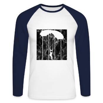 Fallschirmspringer Fallschirm Fallschirmspringen - Unisex Baseballshirt langarm - Weiß/Navy - Vorne - Nik (191cm)