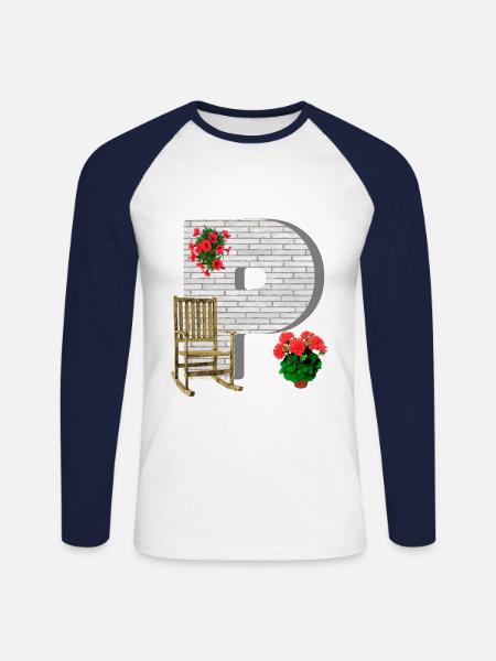 garden p - Unisex Long Sleeve Baseball T-Shirt - white/navy