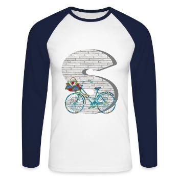 vélo e 100 s - T-shirt baseball manches longues Homme - blanc/marine - Devant - Nik (191cm)