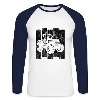 Bauer Retro Traktor Trecker Traktoren Bauernhof - Unisex Long Sleeve Baseball T-Shirt - white/navy - Front - Nik (191cm)