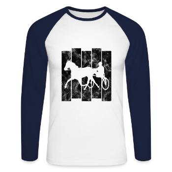 Trabrennen Pferd Pferde Trabrennsport Pferderennen - Unisex Baseballshirt langarm - Weiß/Navy - Vorne - Nik (191cm)
