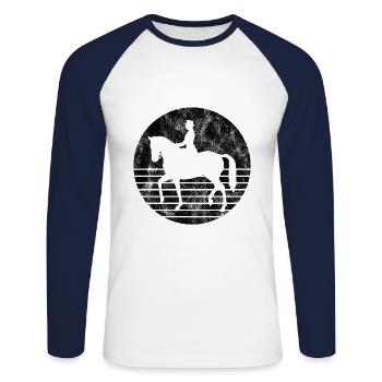 Dressage Équitation Dressage Cavalier Équitation Cheval - T-shirt baseball manches longues Homme - blanc/marine - Devant - Nik (191cm)