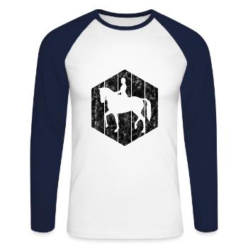 Dressage Riding Dressage Riders Riding Horse - Unisex Long Sleeve Baseball T-Shirt - white/navy - Front - Nik (191cm)