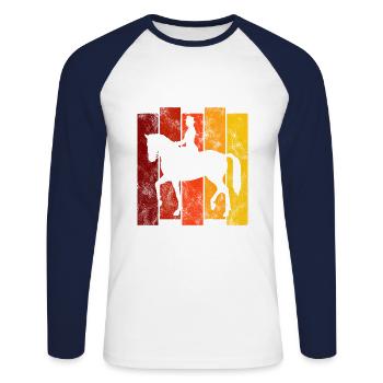 Dressage Équitation Cavaliers de dressage Équitation Équitation - T-shirt baseball manches longues Homme - blanc/marine - Devant - Nik (191cm)
