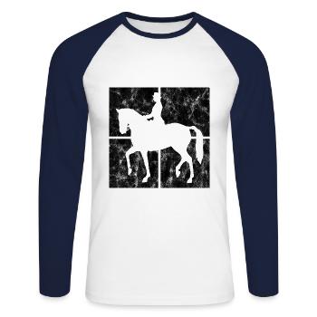 Dressage Équitation Cavaliers de dressage Équitation Équitation - T-shirt baseball manches longues Homme - blanc/marine - Devant - Nik (191cm)