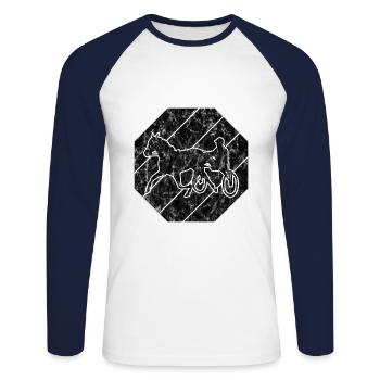 Trotter trotting races in retro or vintage style - Unisex Long Sleeve Baseball T-Shirt - white/navy - Front - Nik (191cm)