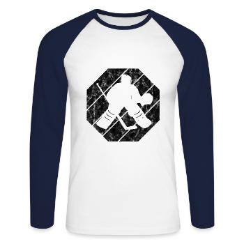 Eishockey im retro oder vintage Style für Kinder - Unisex Long Sleeve Baseball T-Shirt - white/navy - Front - Nik (191cm)
