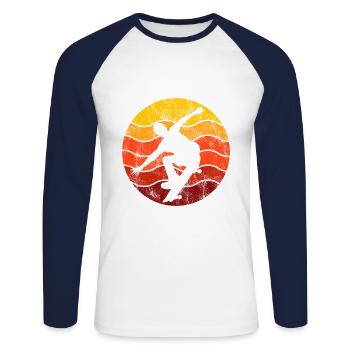 Skateboarder Skateboard Skater Skate Skateing - Unisex Long Sleeve Baseball T-Shirt - white/navy - Front - Nik (191cm)