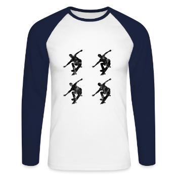 Skateboarder Skateboard Skater Skate Skateing - Unisex Long Sleeve Baseball T-Shirt - white/navy - Front - Nik (191cm)