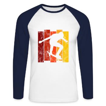 Skateboarder Skateboard Skater Skate Skateing - T-shirt baseball manches longues Homme - blanc/marine - Devant - Nik (191cm)
