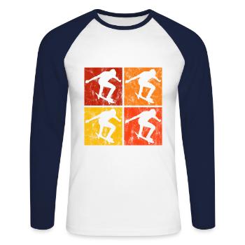 Skateboarder Skateboard Skater Skate Skateing - Unisex Long Sleeve Baseball T-Shirt - white/navy - Front - Nik (191cm)