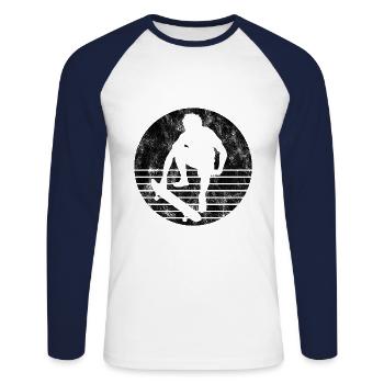 Skateboarder Skateboard Skater Skate Skateing - Unisex Long Sleeve Baseball T-Shirt - white/navy - Front - Nik (191cm)