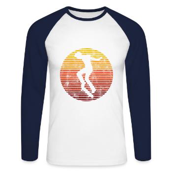 Skateboarder Skateboard Skater Skate Skateing - T-shirt baseball manches longues Homme - blanc/marine - Devant - Nik (191cm)