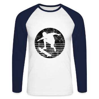 Skateboarder Skateboard Skater Skate Skateing - Unisex Long Sleeve Baseball T-Shirt - white/navy - Front - Nik (191cm)