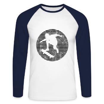 Skateboarder Skateboard Skater Skate Skateing - T-shirt baseball manches longues Homme - blanc/marine - Devant - Nik (191cm)