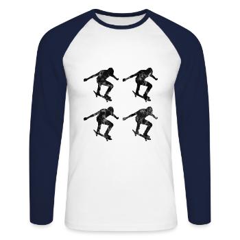 Skateboarder Skateboard Skater Skate Skateing - Unisex Long Sleeve Baseball T-Shirt - white/navy - Front - Nik (191cm)