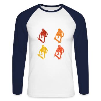 Skateboarder Skateboard Skater Skate Skateing - Unisex Long Sleeve Baseball T-Shirt - white/navy - Front - Nik (191cm)