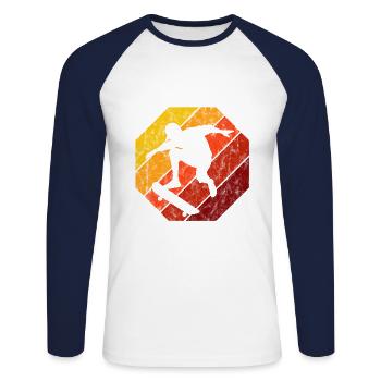 Skateboard Skateboarder Skater Skate Skateing - Unisex Long Sleeve Baseball T-Shirt - white/navy - Front - Nik (191cm)