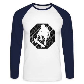 Skateboard Skateboarder Skater Skate Skateing - Unisex Long Sleeve Baseball T-Shirt - white/navy - Front - Nik (191cm)