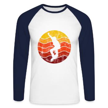 Skateboard Skateboarder Skater Skate Skateing - Unisex Long Sleeve Baseball T-Shirt - white/navy - Front - Nik (191cm)