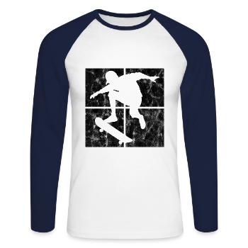 Skateboard Skateboarder Skater Skate Skateing - Unisex Long Sleeve Baseball T-Shirt - white/navy - Front - Nik (191cm)