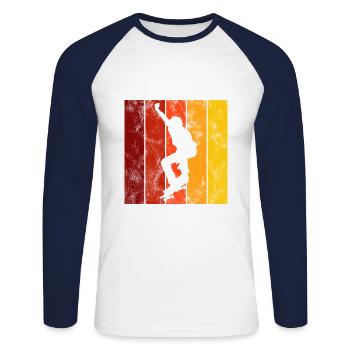Skateboard Skateboarder Skater Skate Skateing - Unisex Long Sleeve Baseball T-Shirt - white/navy - Front - Nik (191cm)