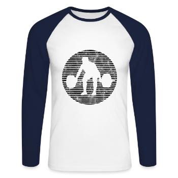 Bodybuilding Bodybuilder GYM Fitnessstudio Retro - Unisex Baseballshirt langarm - Weiß/Navy - Vorne - Nik (191cm)