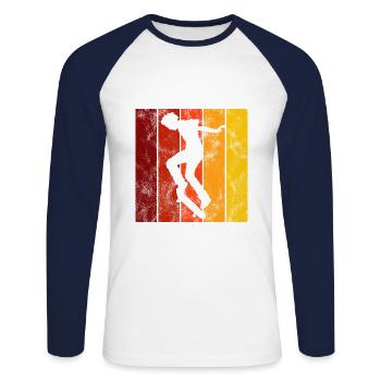 Skateboard Skateboarder Skater Skate Skateing - T-shirt baseball manches longues Homme - blanc/marine - Devant - Nik (191cm)