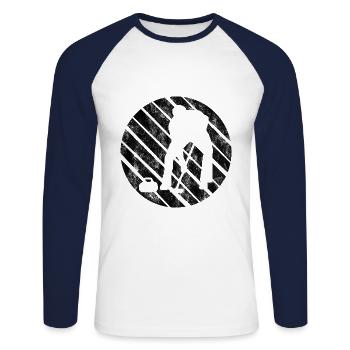 Curling sur glace Curling Retro Cadeau - T-shirt baseball manches longues Homme - blanc/marine - Devant - Nik (191cm)