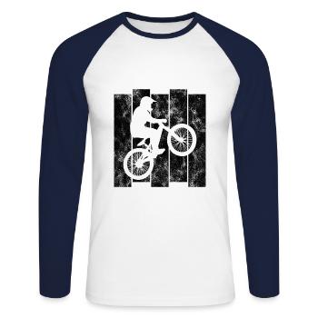 BMX Bike Bike Retro Gift Bicycle Motocross - Unisex Long Sleeve Baseball T-Shirt - white/navy - Front - Nik (191cm)
