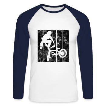 BMX Bike Bike Retro Gift Bicycle Motocross - Unisex Long Sleeve Baseball T-Shirt - white/navy - Front - Nik (191cm)