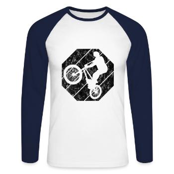 BMX Bike Bike Retro Gift Bicycle Motocross - Unisex Long Sleeve Baseball T-Shirt - white/navy - Front - Nik (191cm)